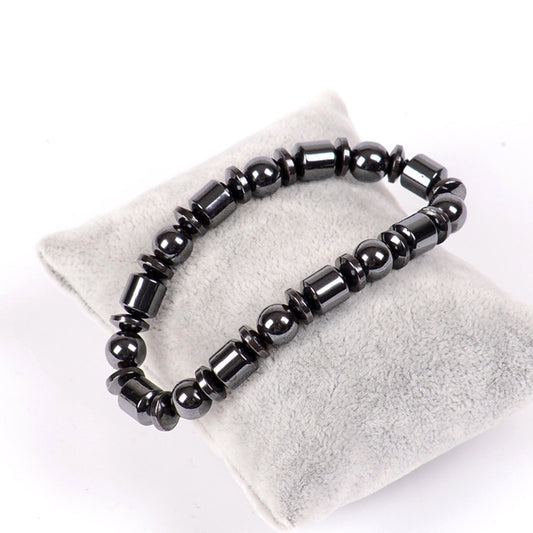Magnetic Therapy Bracelet with Hematite & Pentagram Stones