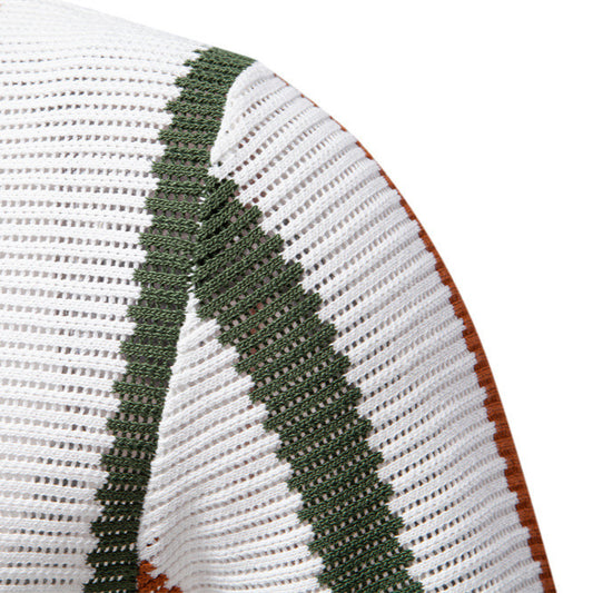 Summer New Breathable Hollow Men Short-sleeved Knitting Polo Shirt