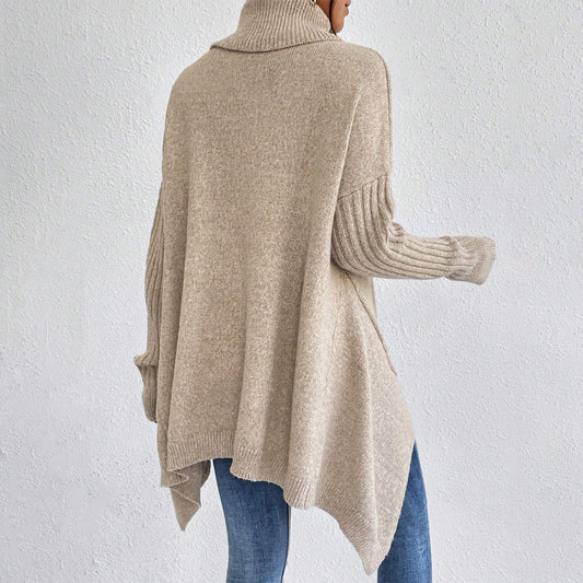 Women’s Irregular Turtleneck Knit Sweater