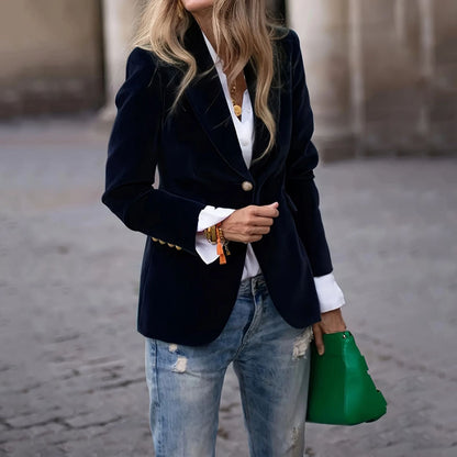 Women’s Velvet Lapel Slim Blazer