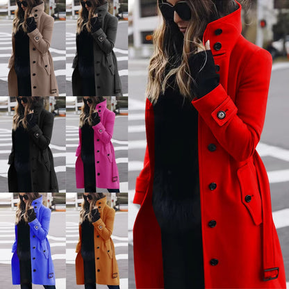Women’s Stand Collar Wool Blend Coat