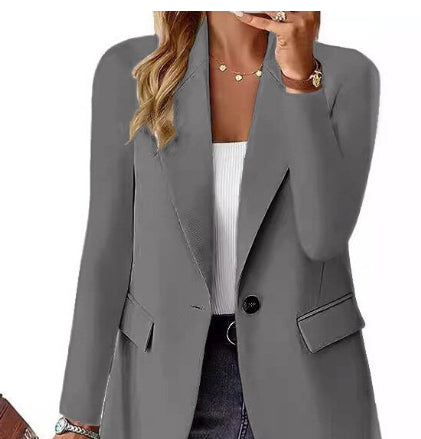 Women's Lapel Button Blazer Jacket