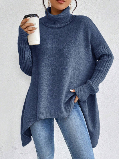 Women’s Irregular Turtleneck Knit Sweater