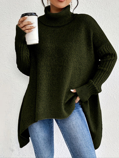 Women’s Irregular Turtleneck Knit Sweater