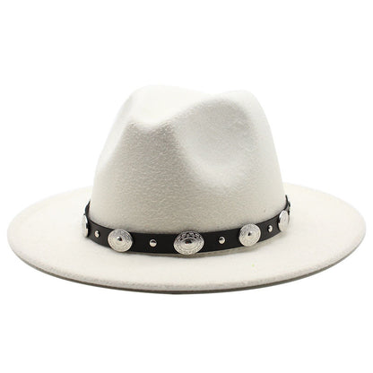 Retro Top Hat With Metal Belt Men And Women Jazz Hat