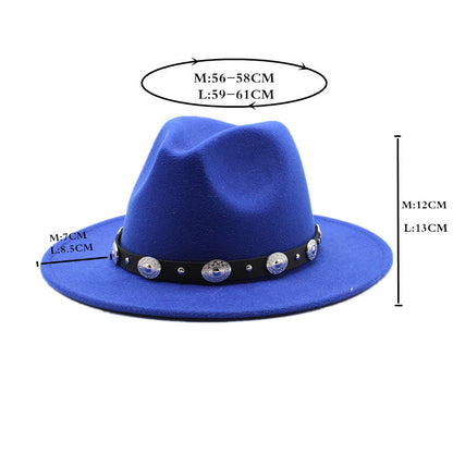 Retro Top Hat With Metal Belt Men And Women Jazz Hat