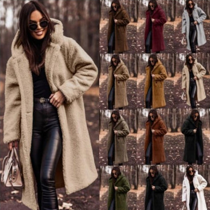 Women's Teddy Fleece Hooded Long Coat