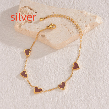 Stainless Steel Dripping Heart Bracelet, Love Symbol Charm