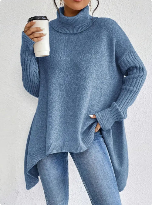 Women’s Irregular Turtleneck Knit Sweater