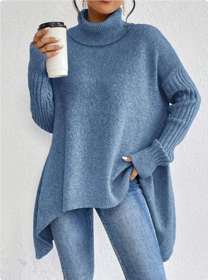 Women’s Irregular Turtleneck Knit Sweater