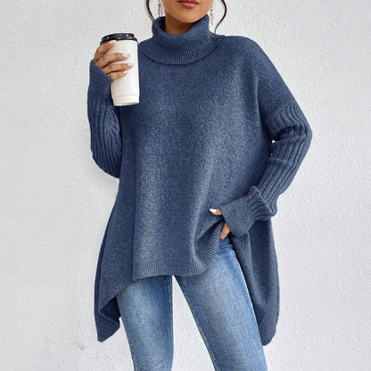 Women’s Irregular Turtleneck Knit Sweater