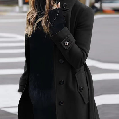 Women’s Stand Collar Wool Blend Coat