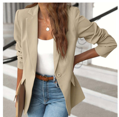 Women's Lapel Button Blazer Jacket