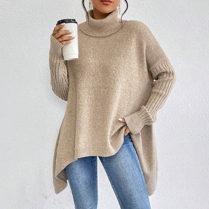 Women’s Irregular Turtleneck Knit Sweater