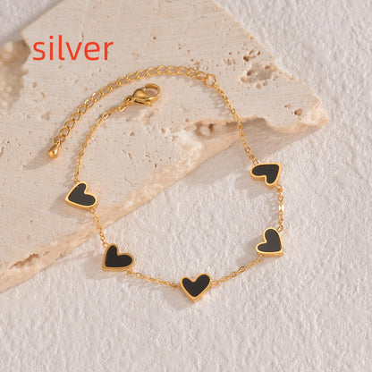Stainless Steel Dripping Heart Bracelet, Love Symbol Charm