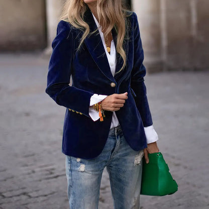 Women’s Velvet Lapel Slim Blazer