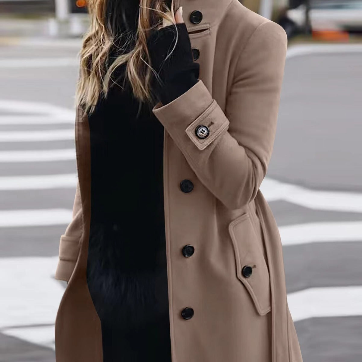 Women’s Stand Collar Wool Blend Coat