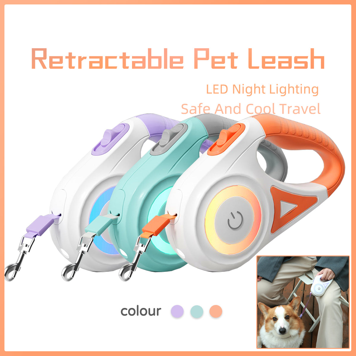 Retractable Dog Leash and Collar Set