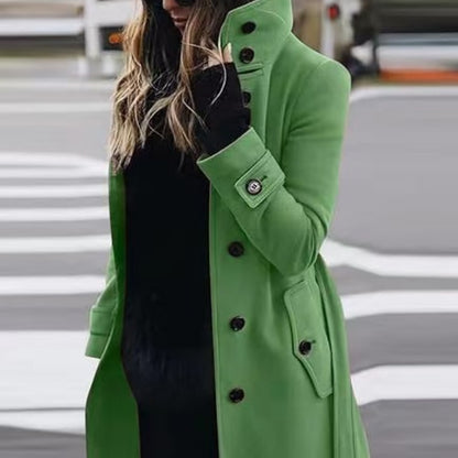 Women’s Stand Collar Wool Blend Coat