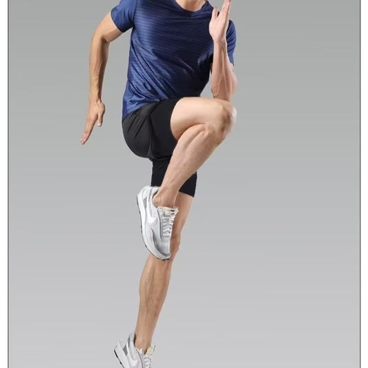 Workout Shorts Men's Jogging Pants Lined Fake Two-piece Training Anti-exposure