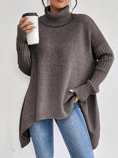 Women’s Irregular Turtleneck Knit Sweater
