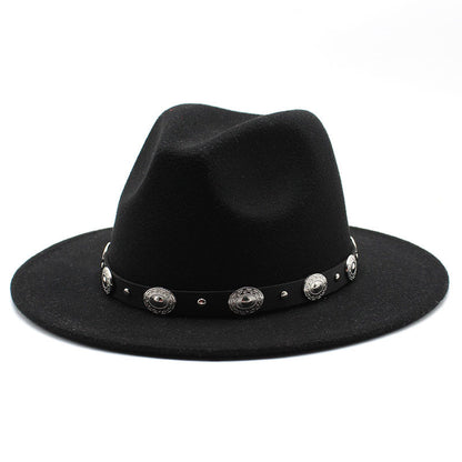 Retro Top Hat With Metal Belt Men And Women Jazz Hat