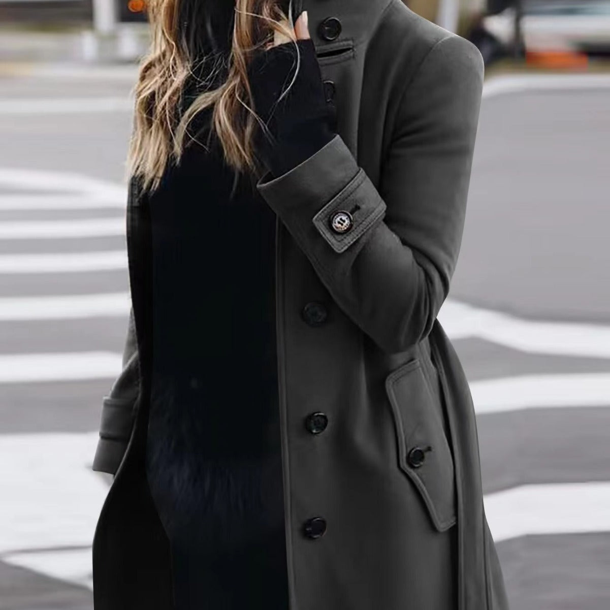 Women’s Stand Collar Wool Blend Coat