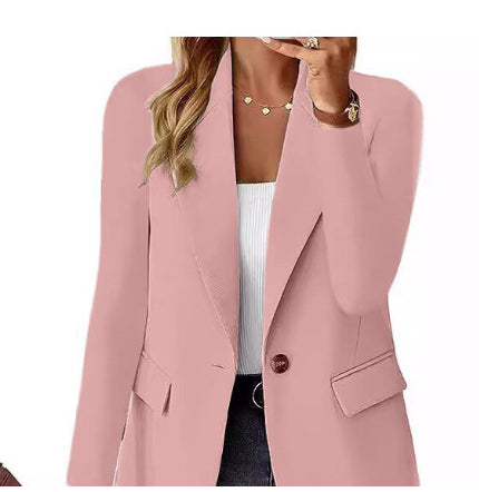 Women's Lapel Button Blazer Jacket