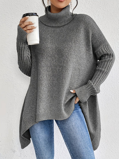 Women’s Irregular Turtleneck Knit Sweater