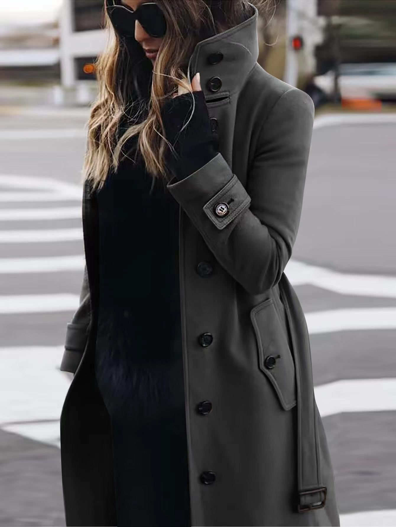 Women’s Stand Collar Wool Blend Coat