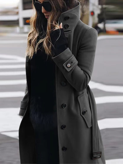 Women’s Stand Collar Wool Blend Coat