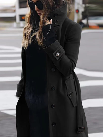 Women’s Stand Collar Wool Blend Coat