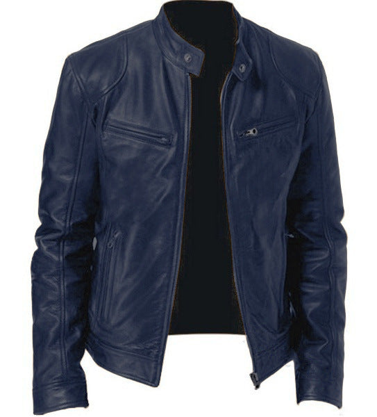 Men’s PU Leather Zip-Up Jacket