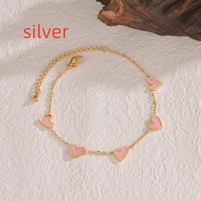 Stainless Steel Dripping Heart Bracelet, Love Symbol Charm
