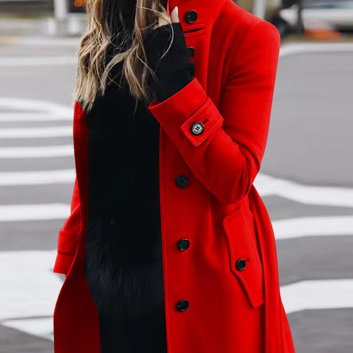 Women’s Stand Collar Wool Blend Coat
