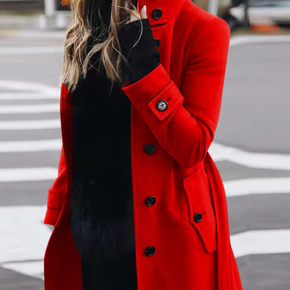 Women’s Stand Collar Wool Blend Coat