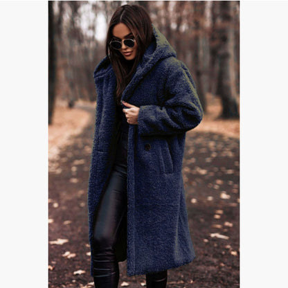 Women's Teddy Fleece Hooded Long Coat