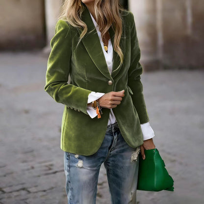 Women’s Velvet Lapel Slim Blazer