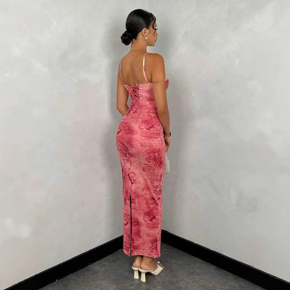Women's Retro Lace Slim Fit Long Vest Dress