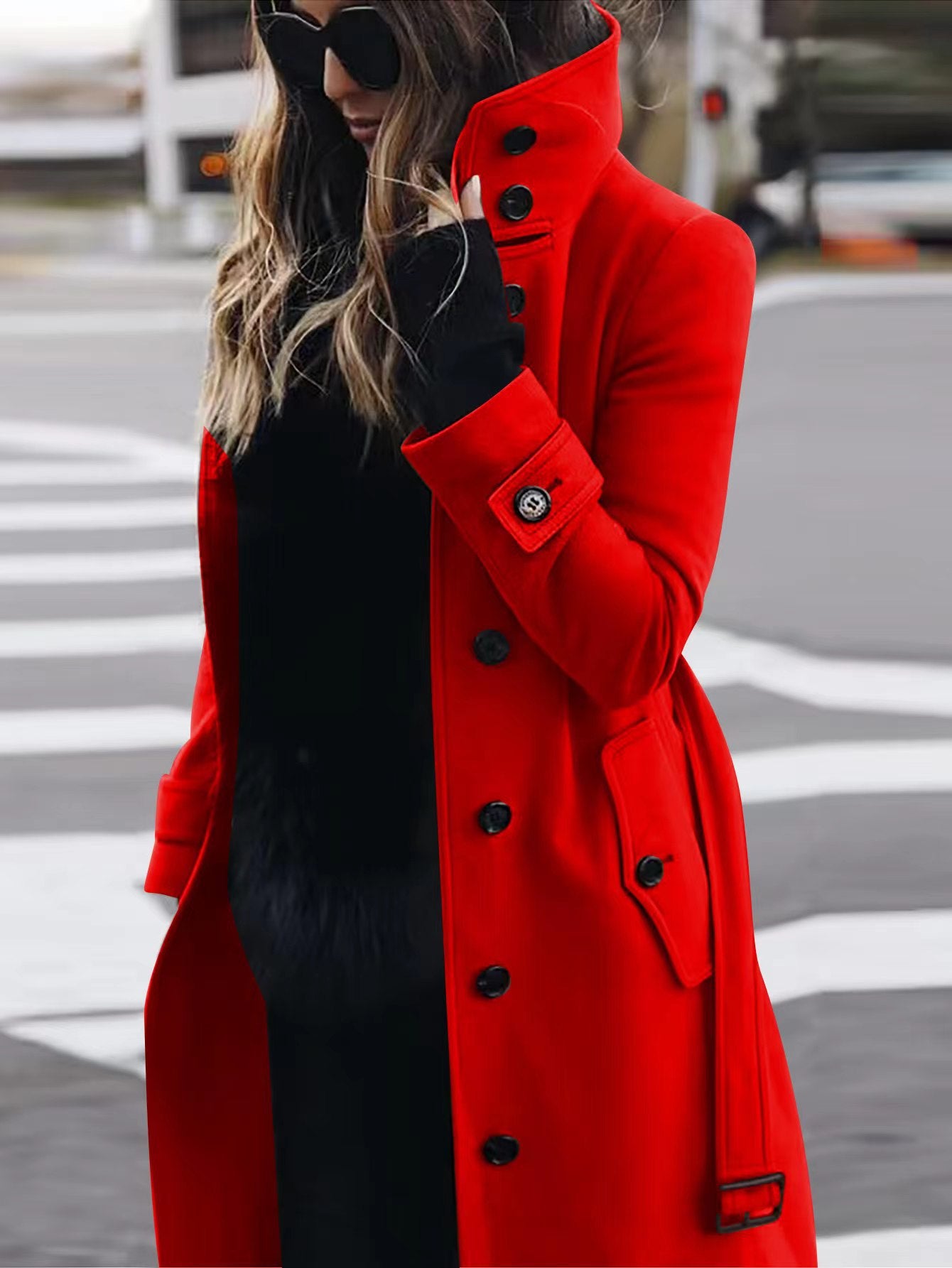 Women’s Stand Collar Wool Blend Coat