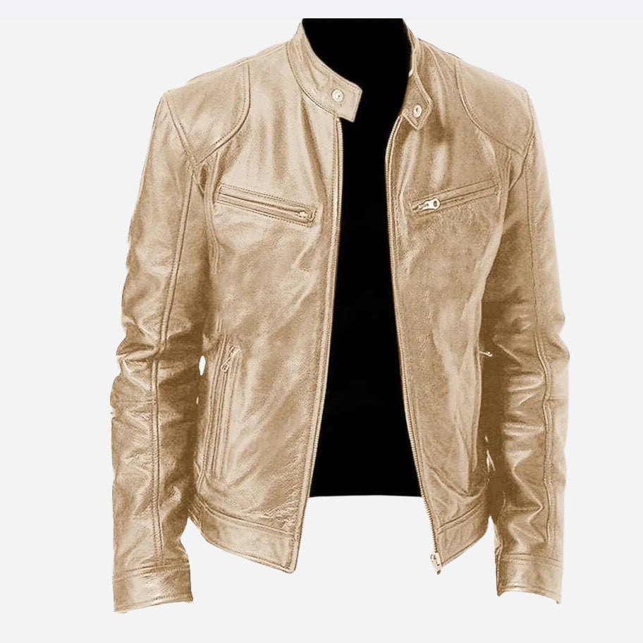 Men’s PU Leather Zip-Up Jacket