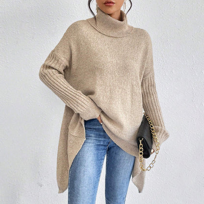 Women’s Irregular Turtleneck Knit Sweater
