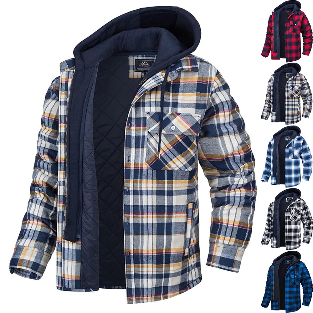 Men’s Plaid Hooded Winter Jacket