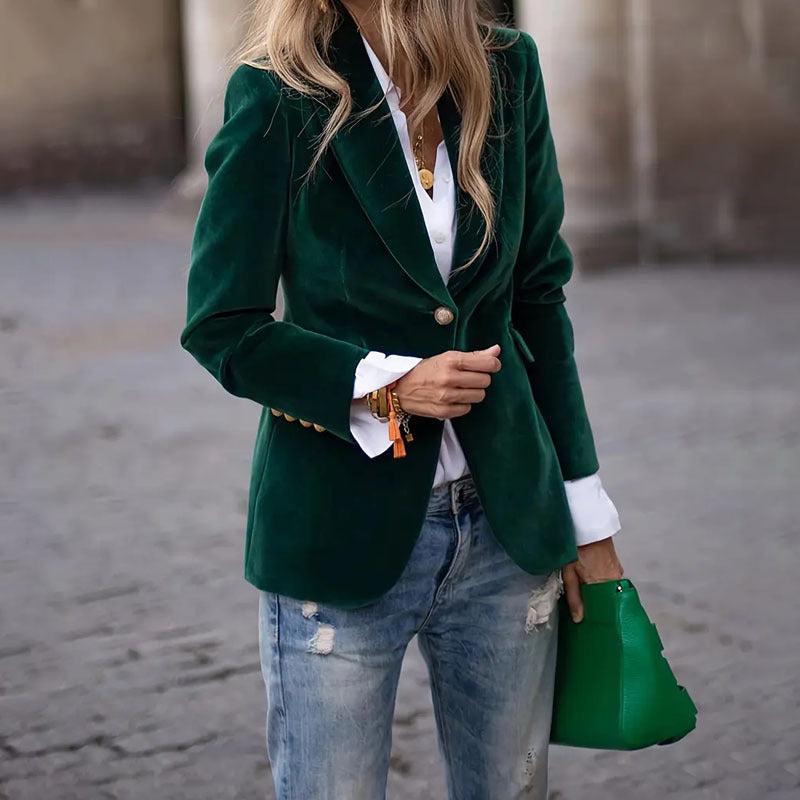 Women’s Velvet Lapel Slim Blazer