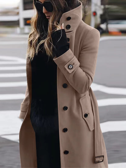 Women’s Stand Collar Wool Blend Coat
