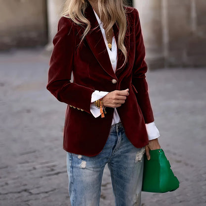 Women’s Velvet Lapel Slim Blazer